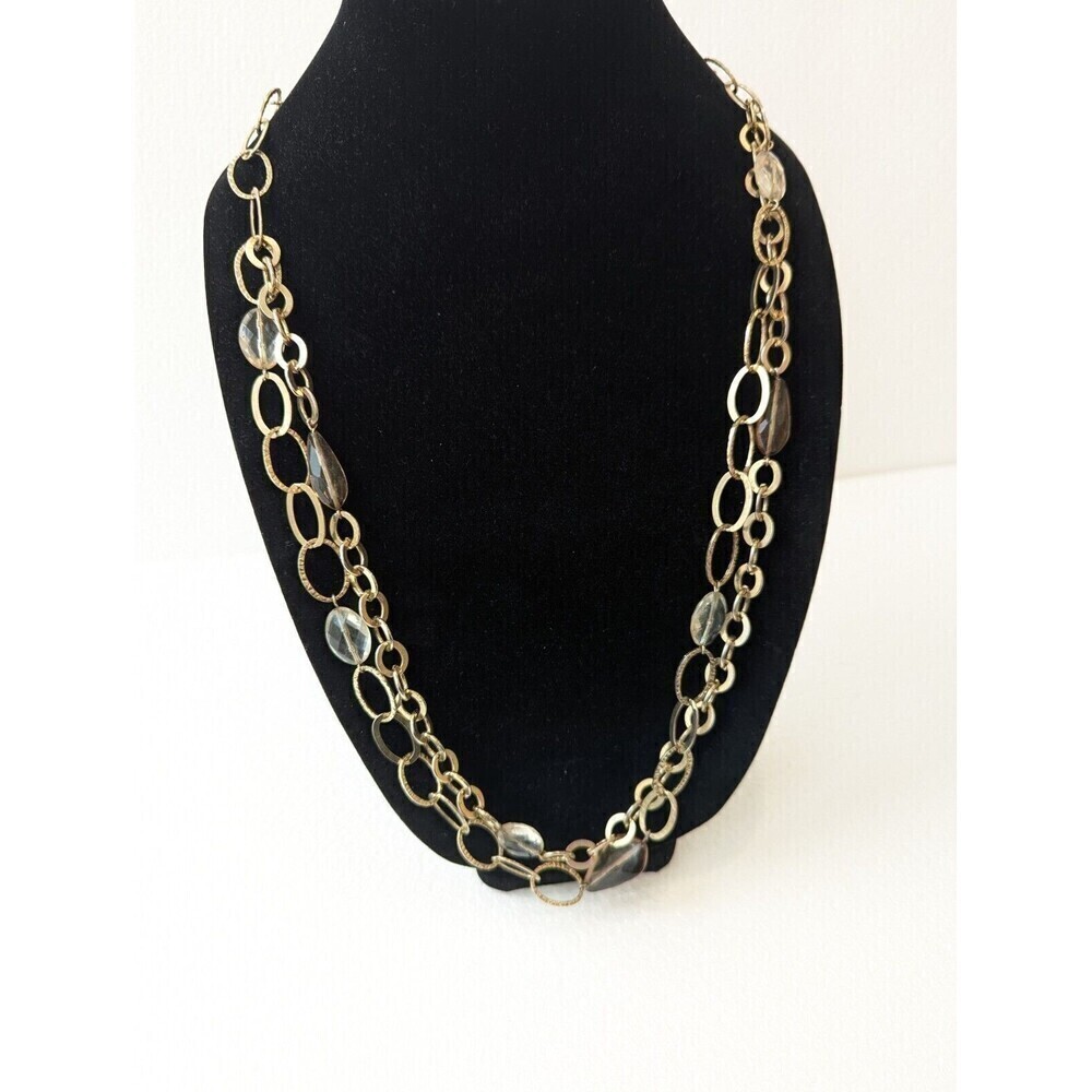 APT 9 Necklace Womens 35" Gold Tone Brown Chain Layered Adjustable‎ Boho Mature
